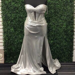 Stunning MetallicStrapless Gown